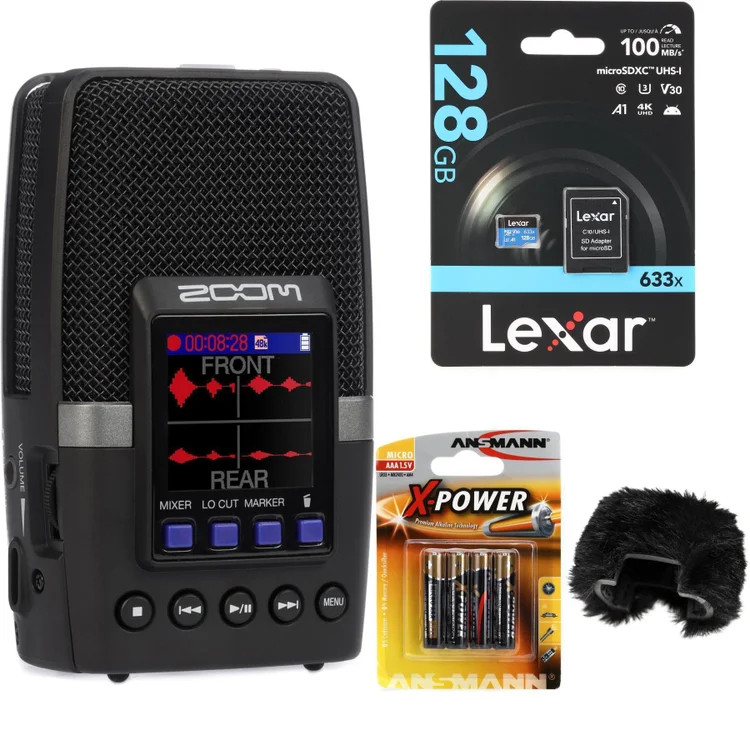 Zoom H2essential Multi-mic Handy Recorder Battery Bundle