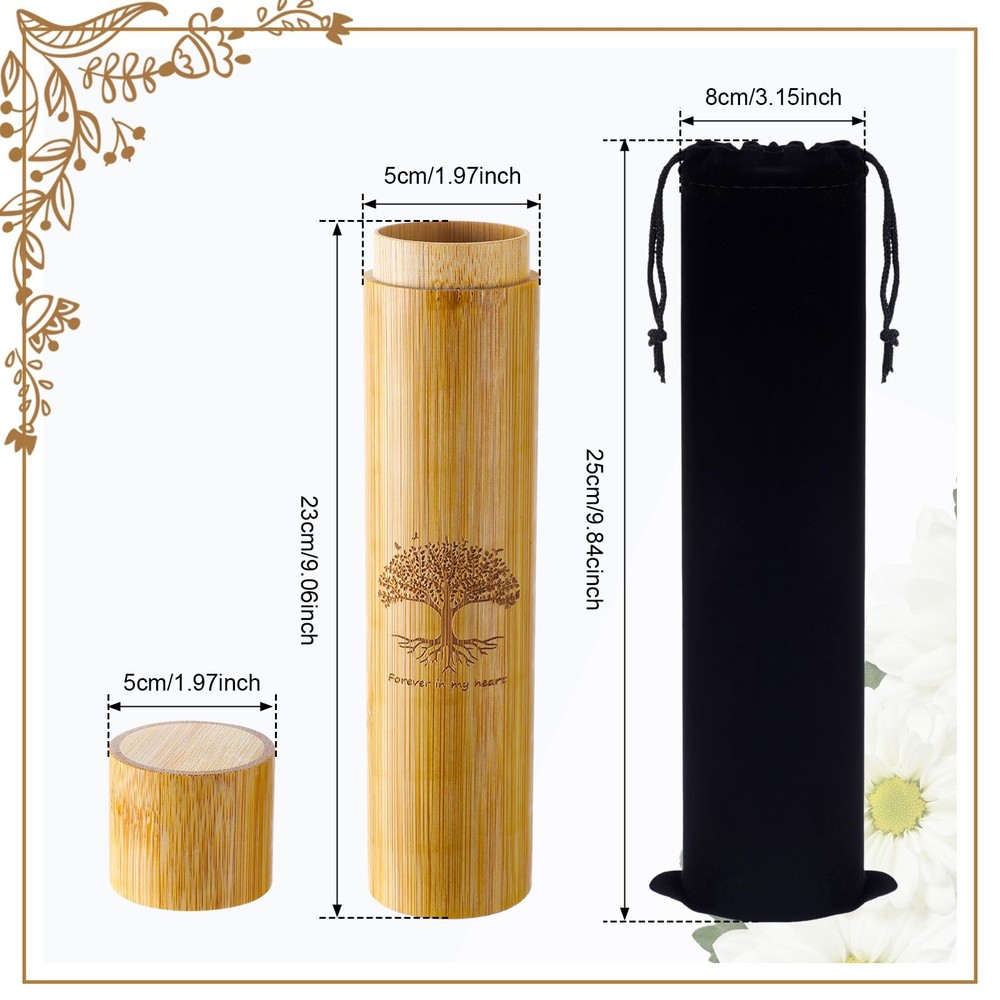 Thyle 1 Set Bamboo Scattering Urns for Ashes 9'' x 2'' Light Brown