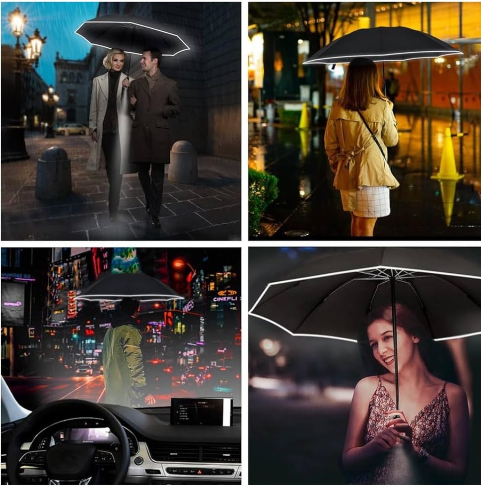 Inverted Travel Umbrella – Compact Folding with One Size, black