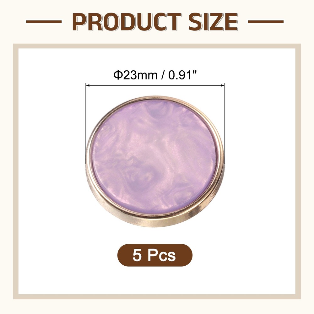 5Pcs Round Button, 23mm/0.9" Resin Decorative Pattern Button, Purple
