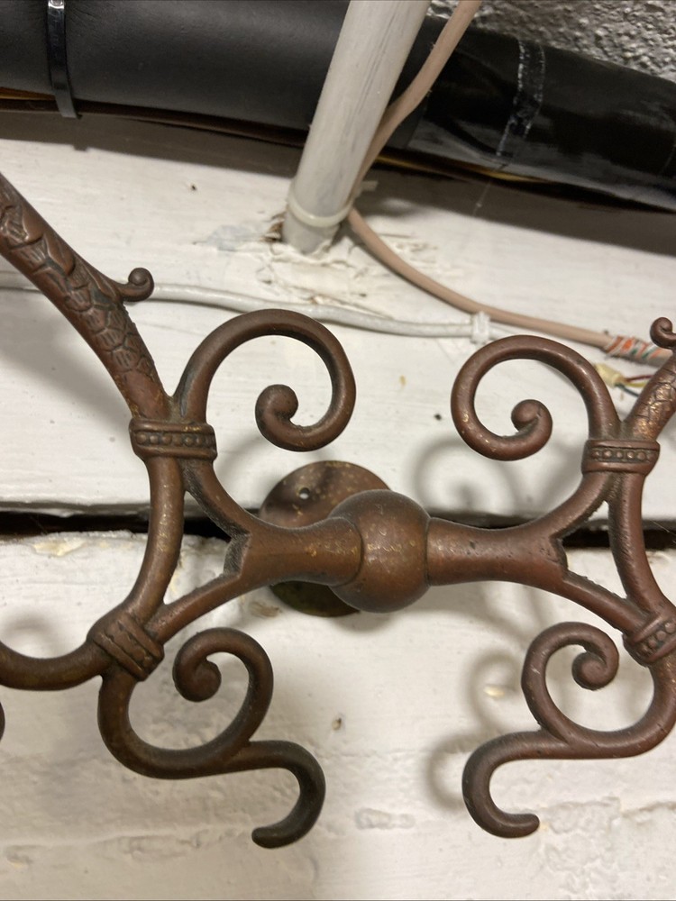 Antique Solid Brass Dragon Sea Serpent Double Hook Wall Mount