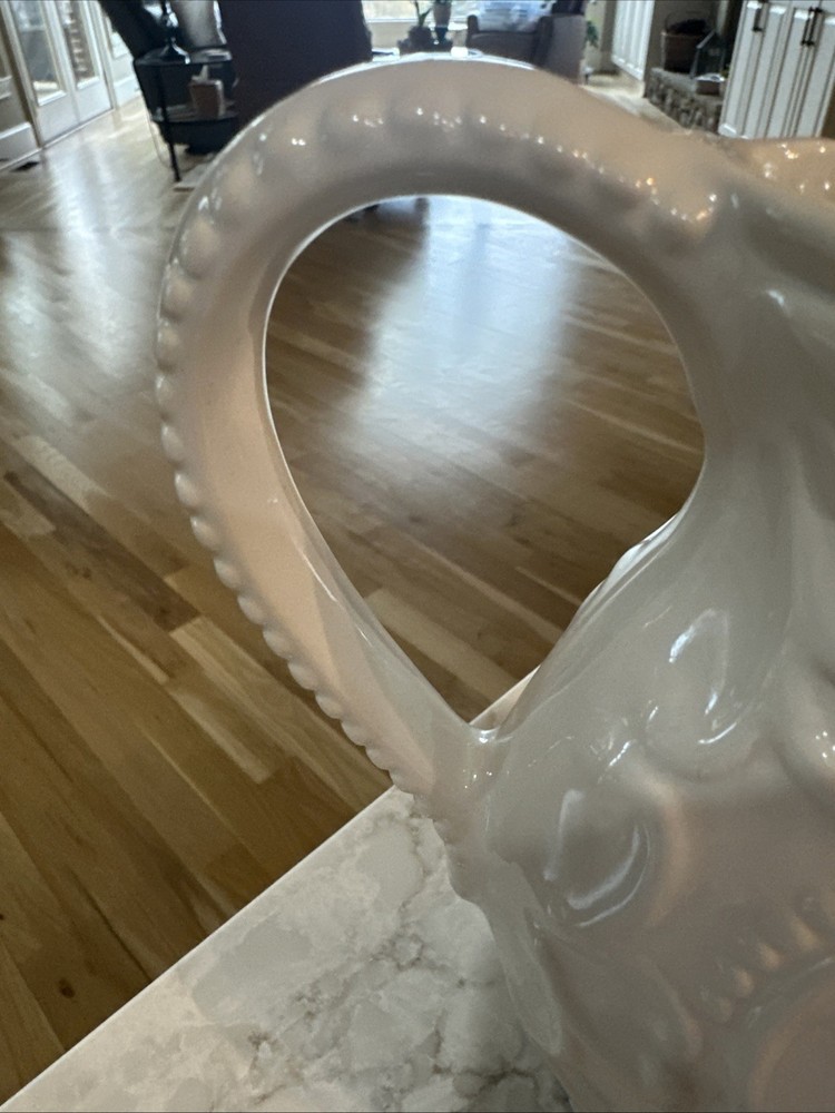 White Pitcher, Slim, Embossed Design