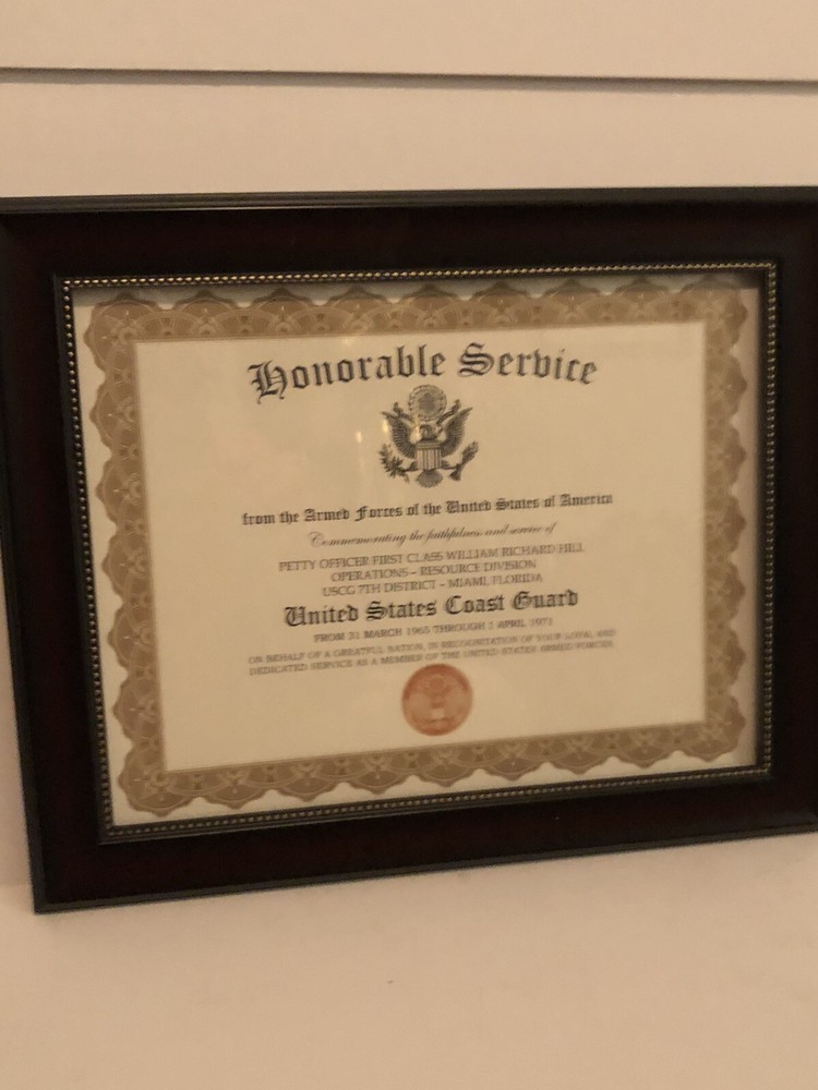 HONORABLE SERVICE~U.S. COAST GUARD - Commemorative Certificate w/Custom Printing