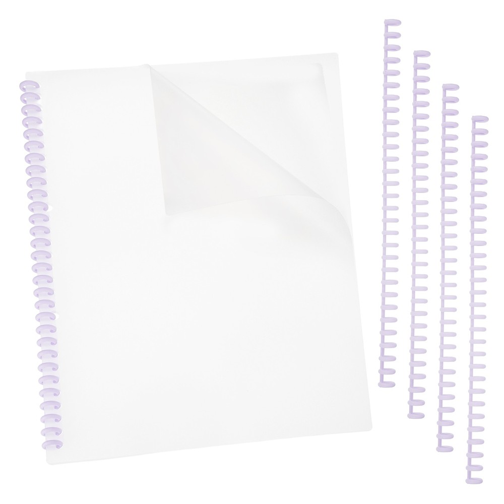 10Pcs Clear Presentation Binding Covers with 5Pcs 8.5mm Combs Kit, Purple