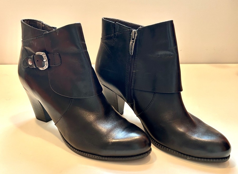 Tamaris Black Leather Booties, size 40