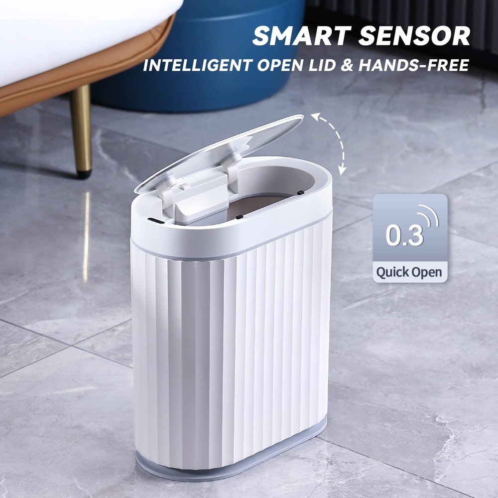 ELPHECO Bathroom Trash can Motion Sensor, Automatic Garbage can, Slim Plastic...