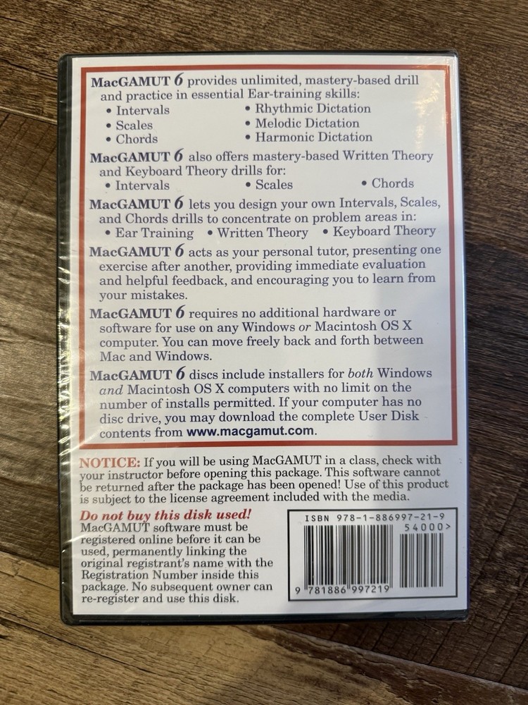 MacGAMUT 6 User Disk (2013, CD-ROM) Ear Training/Dictation Skills Software NEW!