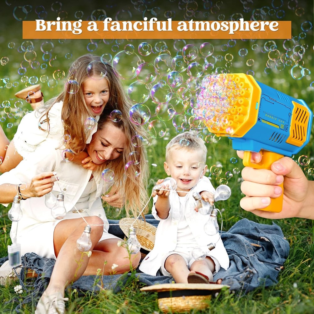 Rocket Bubble Machine - Auto Blaster with Solution, Gift Ages 3-8 Summer & Party