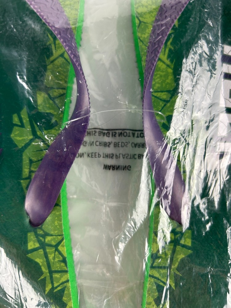 Marvel Comics Hulk Flip Flops Size Medium Green/Purple Smashed Ground