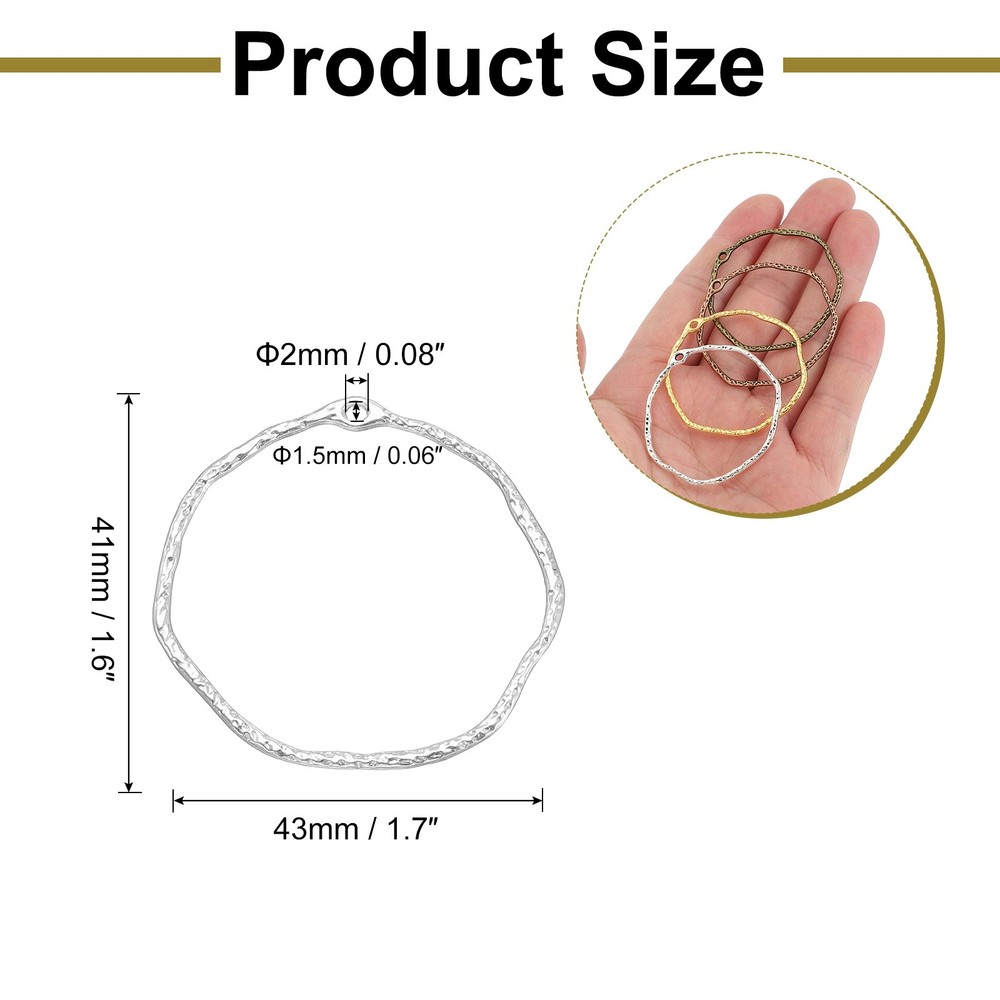 100Pcs Alloy Open Bezel Pendants Round Silver