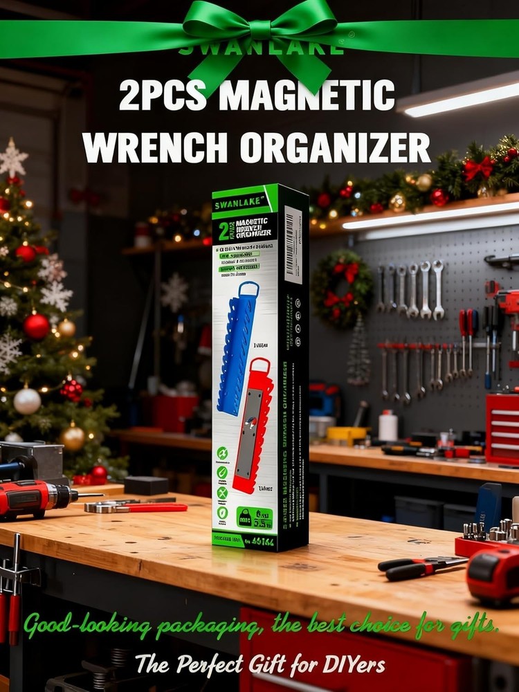 Versatile 2-Piece Magnetic Wrench Holder - Secure & Sturdy Tool Organization