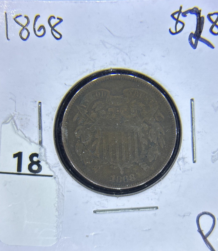 1868 2 Cent Coin (fine Details)