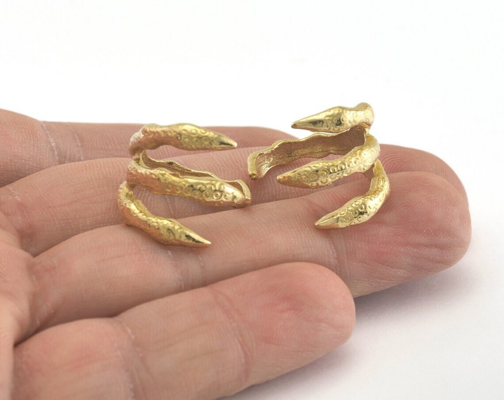 Claw Adjustable Ring Raw Brass (16.5mm 6US inner size) 2405