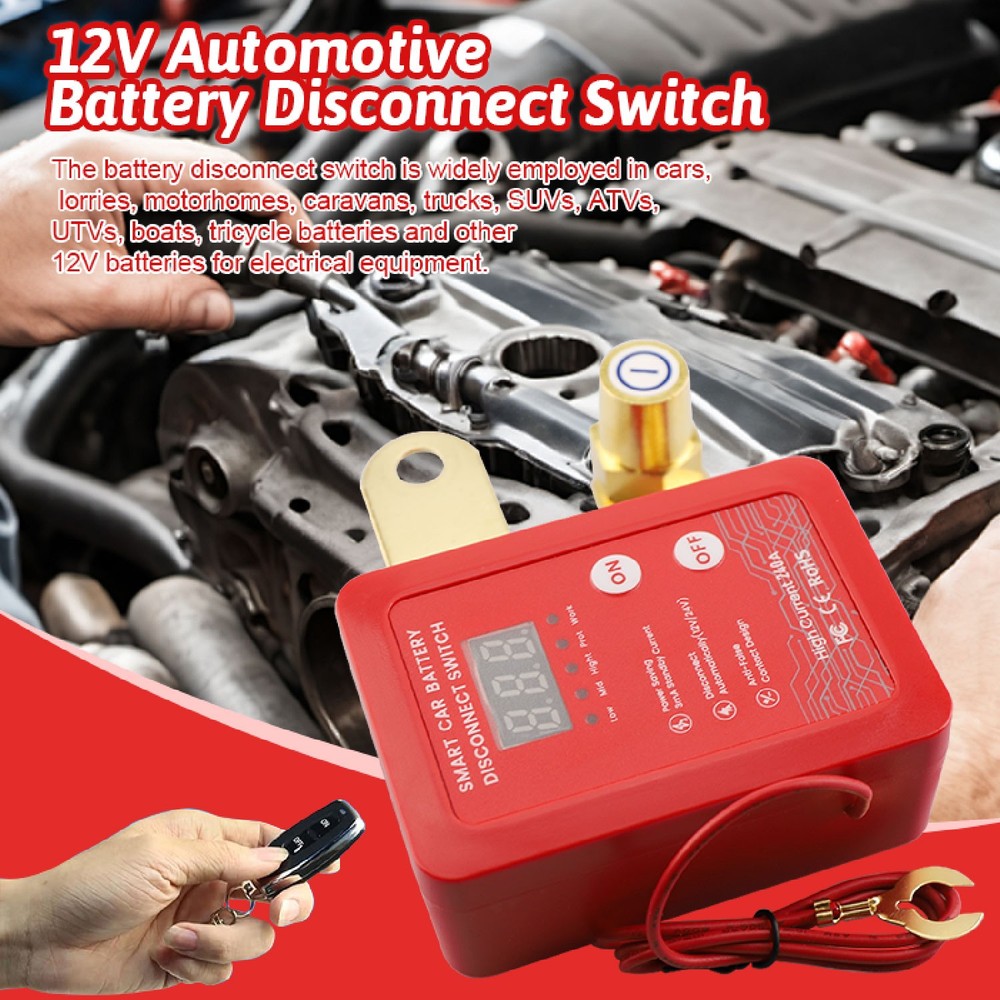 Remote Battery Disconnect Switch 12V/24V 240A Kill Switch LED Voltmeter Display～