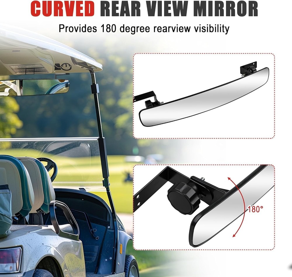 Golf Cart Rear View Mirror Universal Panoramic Wide Angle