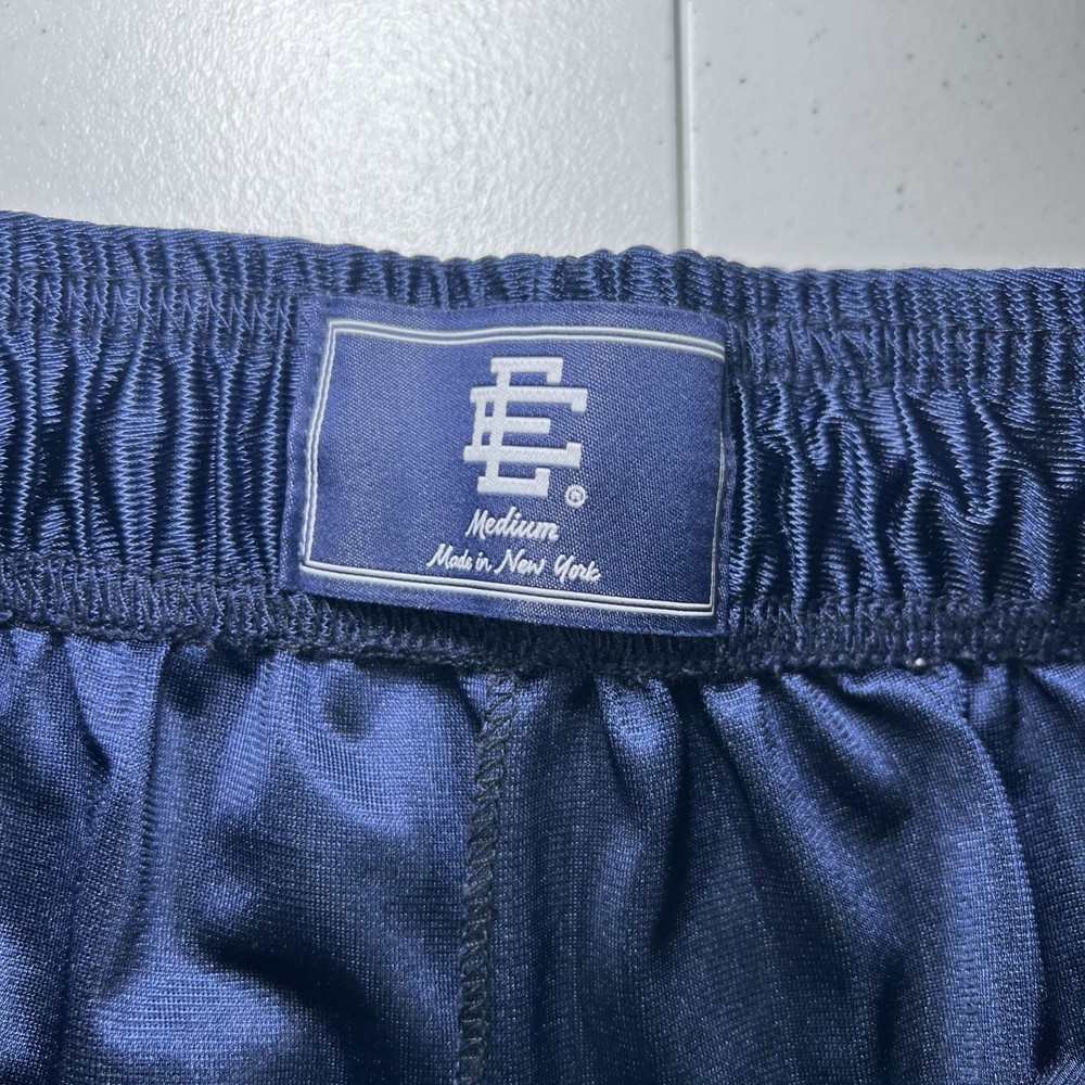 Eric Emanuel Mens Navy Blue Mesh Athletic Shorts Size Medium Drawstrings