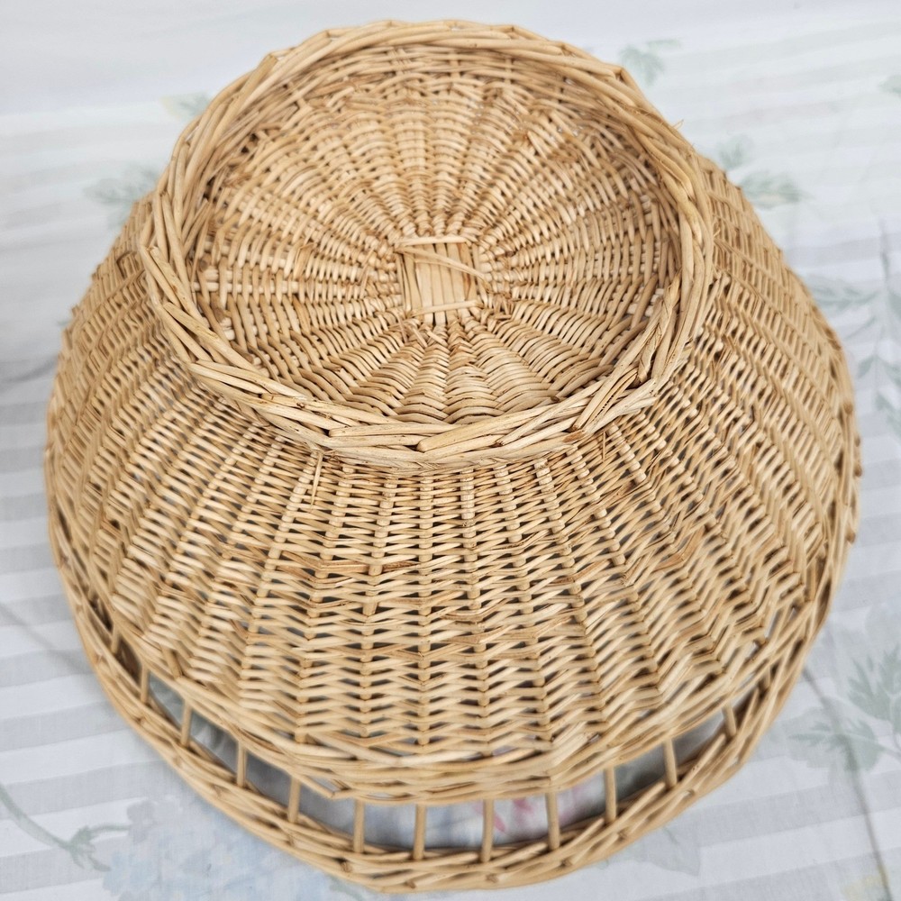 Wicker Woven Basket Natural Tone Decorative Handle Set