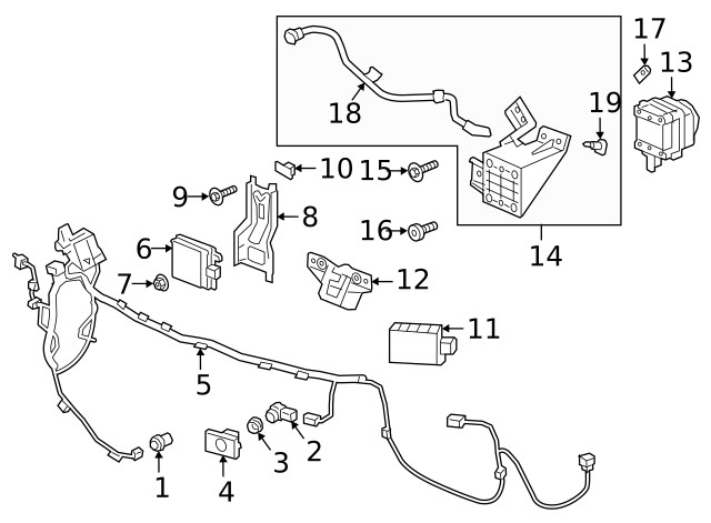 Genuine GM Front Object Alarm Sensor Wiring Harness 84699570