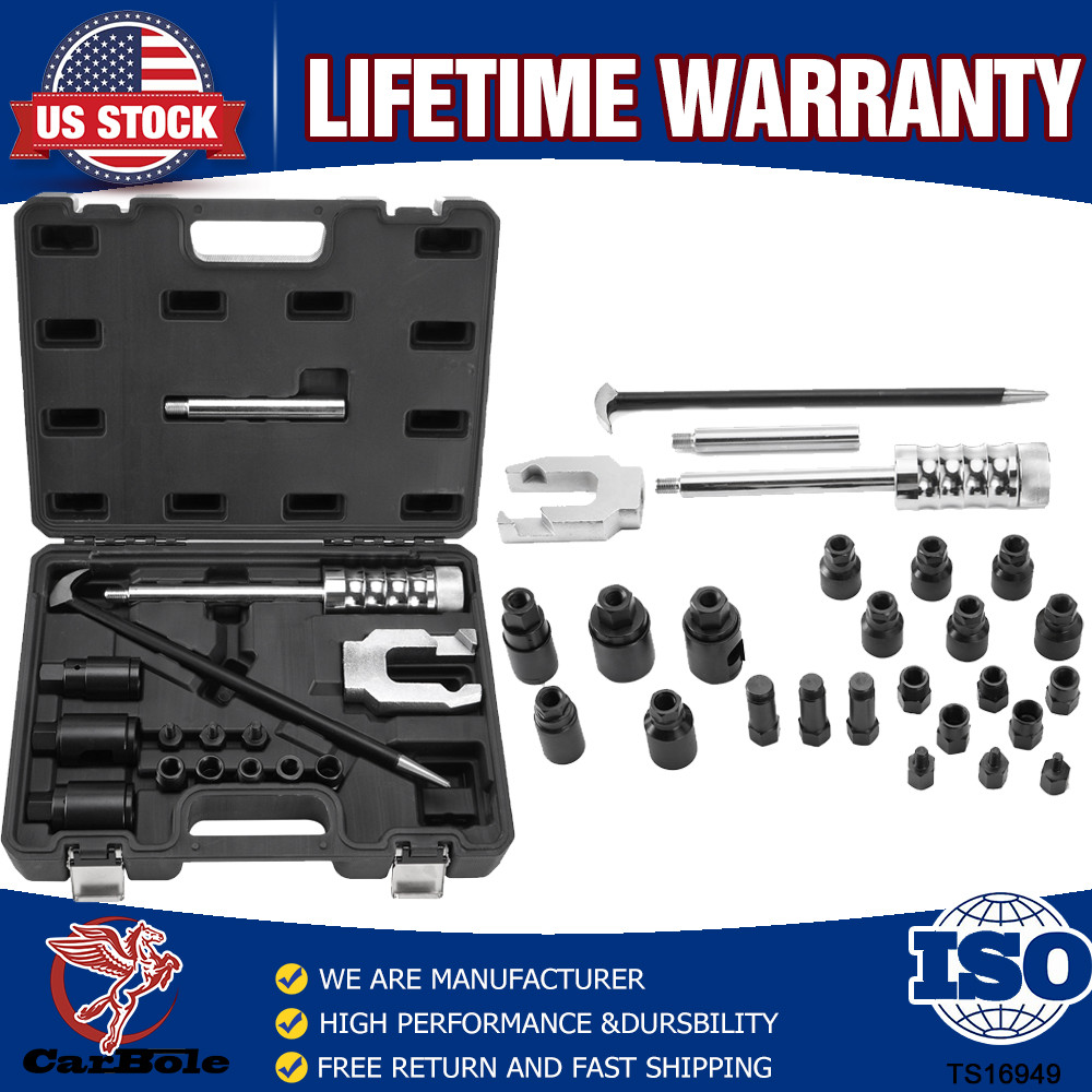 Universal Diesel Injector Puller Slide Hammer Extractor Tool w/ U-Joint Adapter