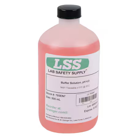 Red Buffer Solution, Ph 4.00, 500Ml, Plastc, 793En7