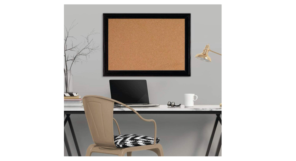 Framed Corkboard Bulletin Cork Board Black Frame Office Reminder Home Wall Mount
