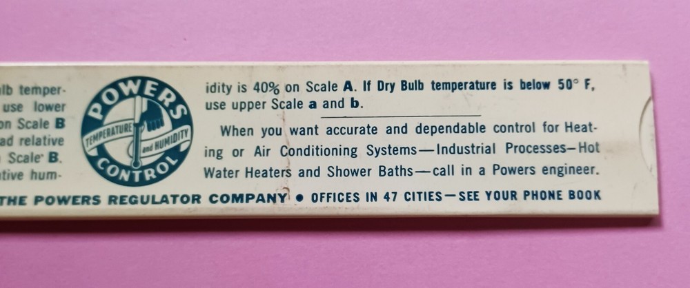 Powers Psychrometric Slide Rule - Vintage Plastic
