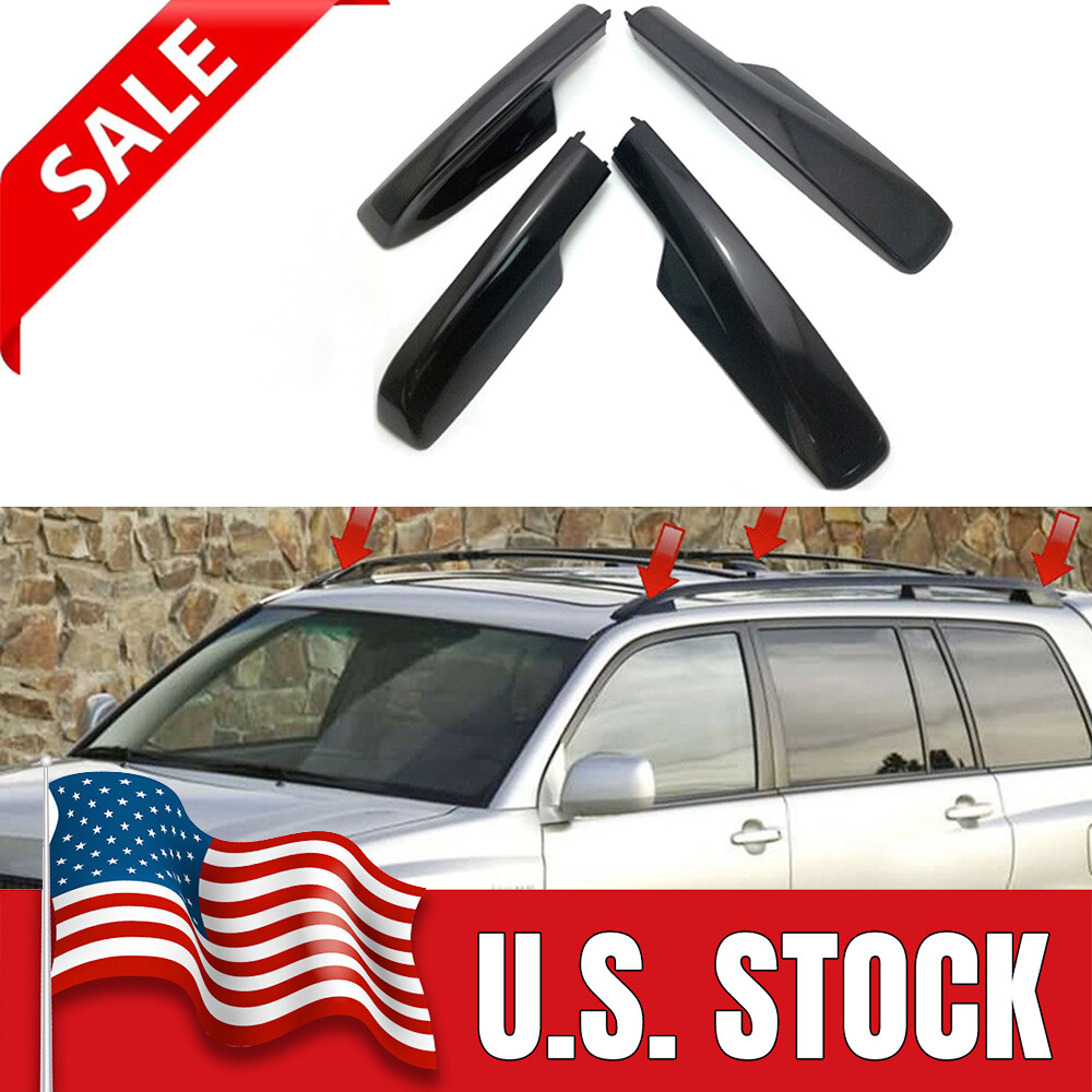 4pcs For Highlander 2001- 2007 Black Roof Rack Rails End Cover Replace