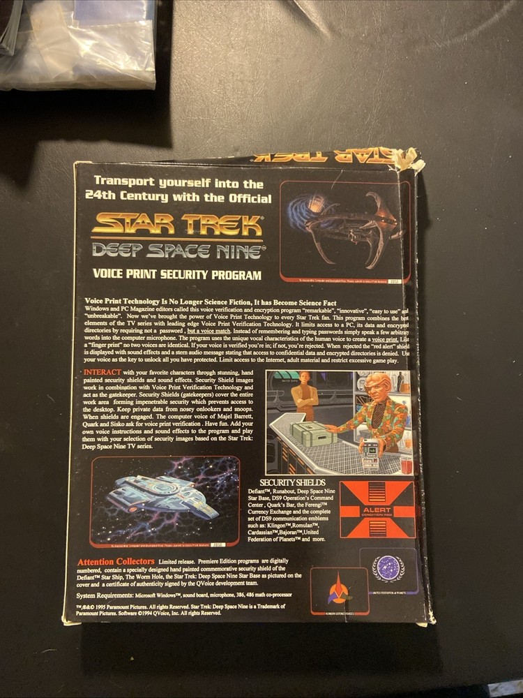 Deep Space Nine 1995 Star Trek Voice Print Computer Security Software NIB!