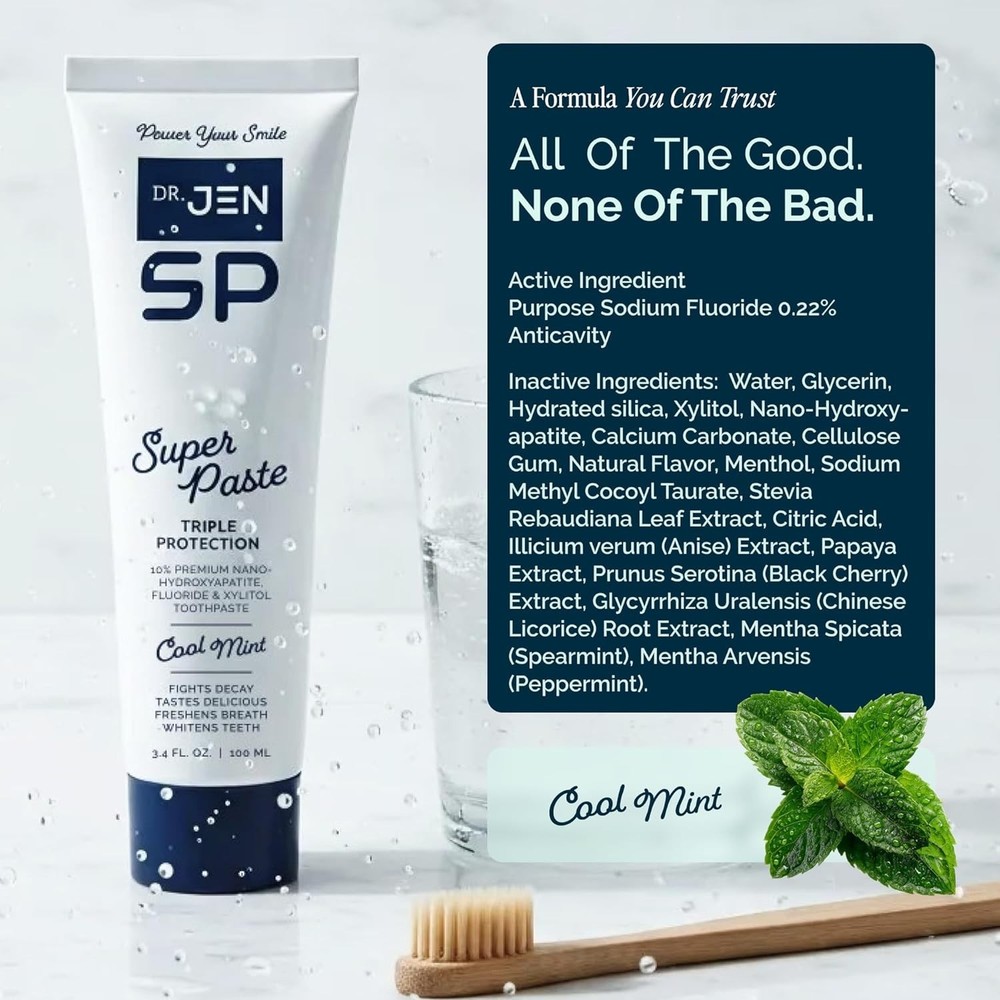 Dr. Jen Super Paste Toothpaste with 10% Premium Nano Hydroxyapatite, Fluoride