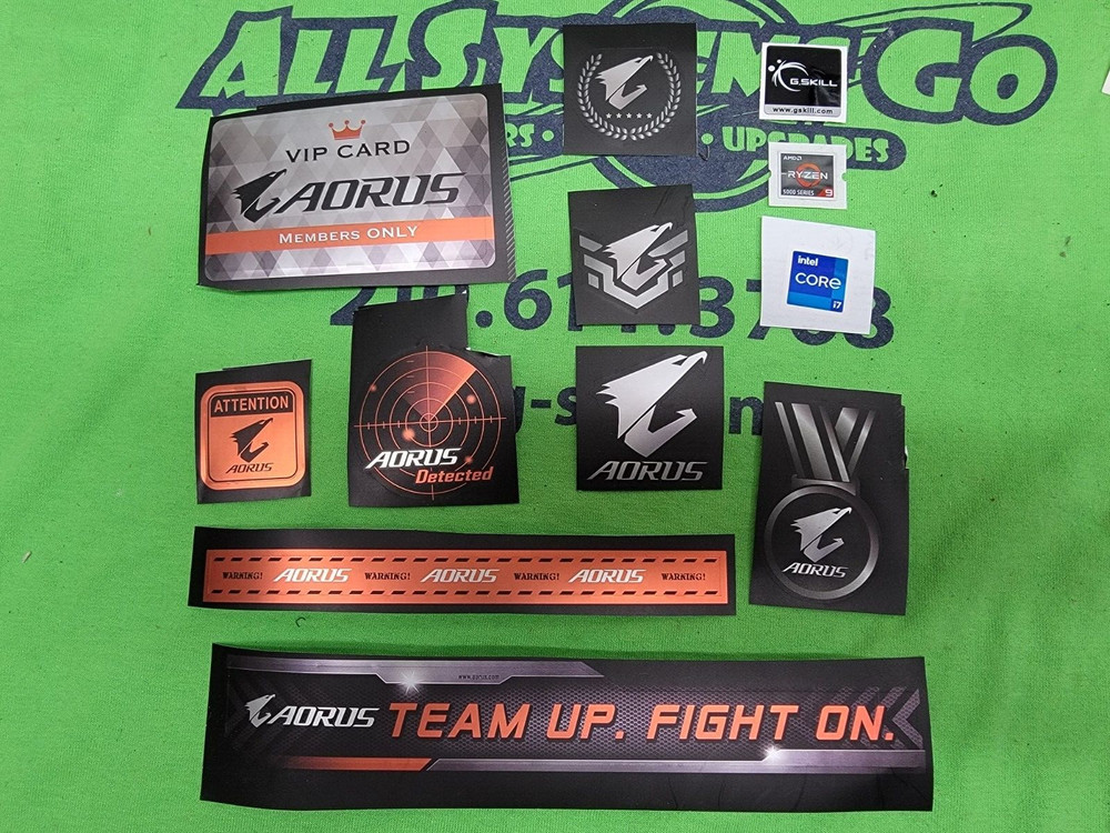 12 ASSORTED COMPUTER / CPU DECAL LOGOS (SEE PICTURE)