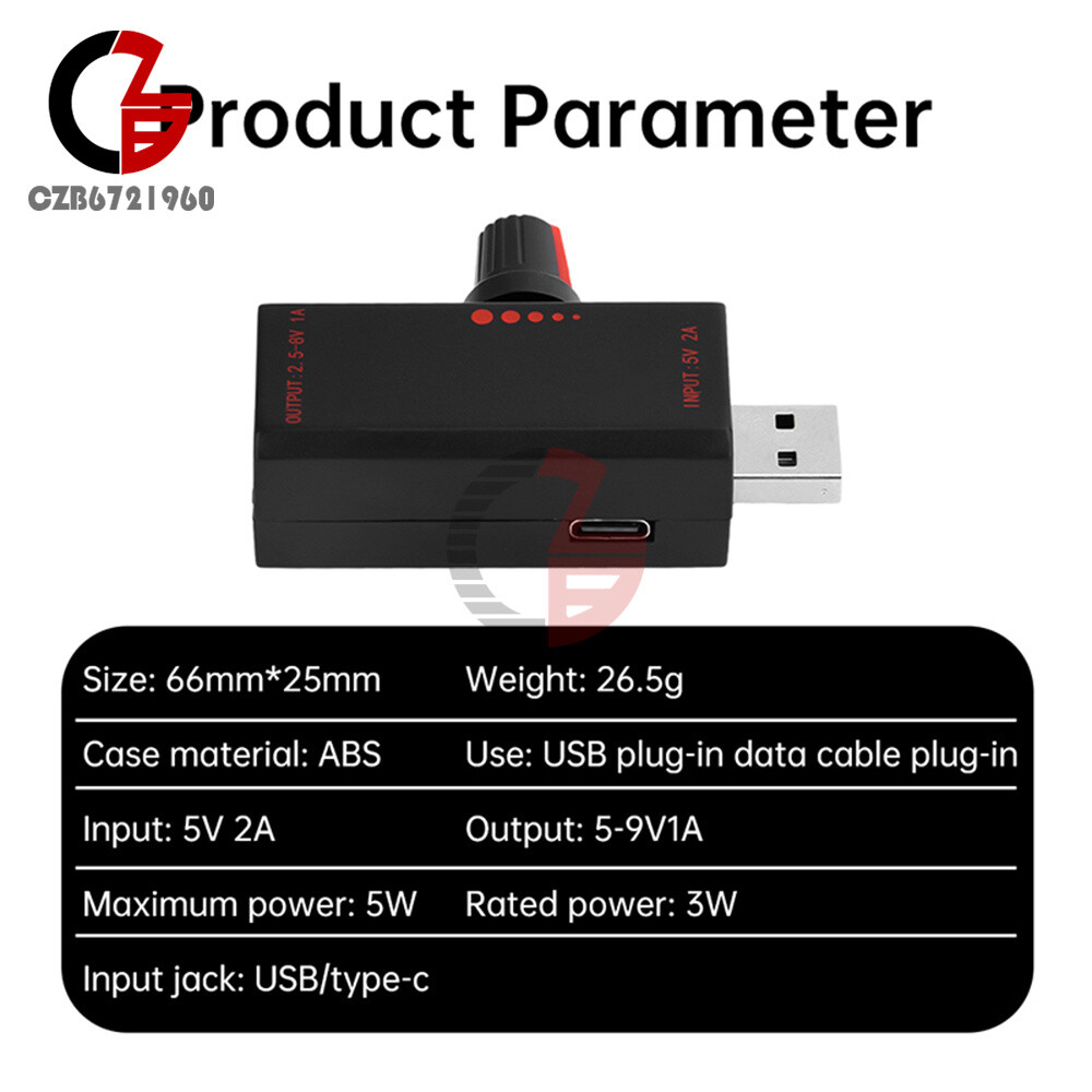 5W DC5V 2A Fan Controller Stepless Speed Control w/ Switch USB Protection Type-C