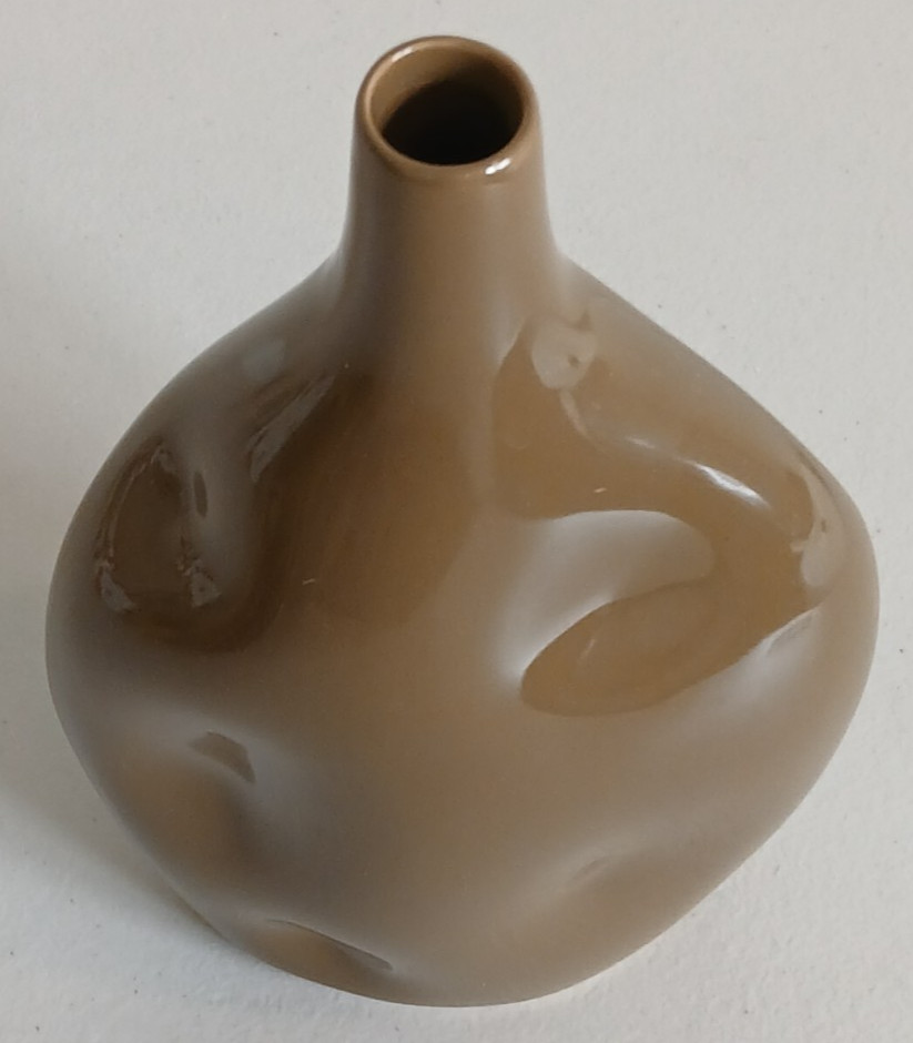 Asymmetrical Green-Brown Vase 7.2" Tall Vintage
