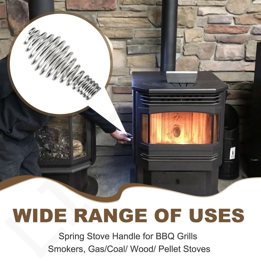 2 Pcs BBQ Pellet Stove Spring Door Handle (Max Diameter: 1-3/4", SILVER