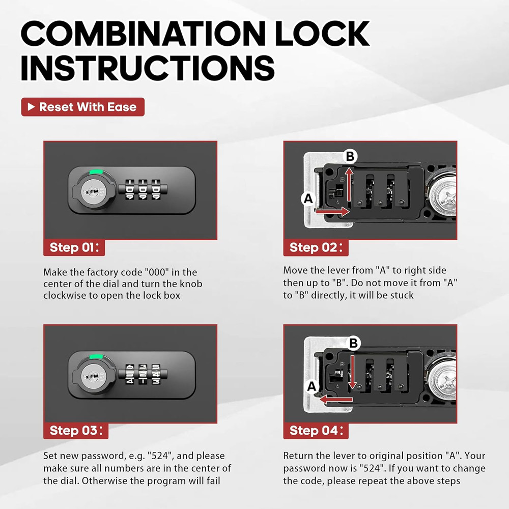 Fireproof Lock Box with Key and Combination Lock, Fire Safe Document Box,