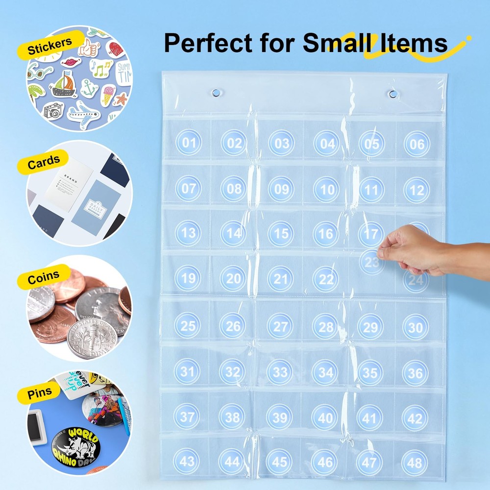 4 Pack Hanging Sticker Display Organizer Button Display Storage, Wall Door Pi...