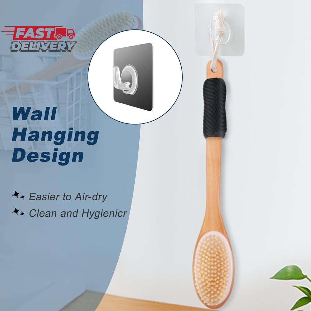KIPRITII Ergonomically Back Scrubber for Shower,Double-Sided Back Long Handle We