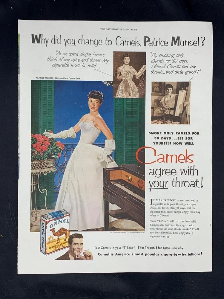 Magazine Ad* - 1952 - Camel cigarettes - Patrice Munsel - opera
