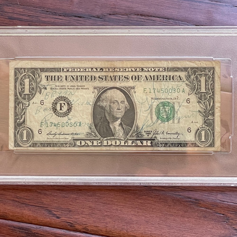 APOLLO 17 * PSA * Crew Signed Dollar Bill Autograph Gene CERNAN EVANS * SCHMIDT