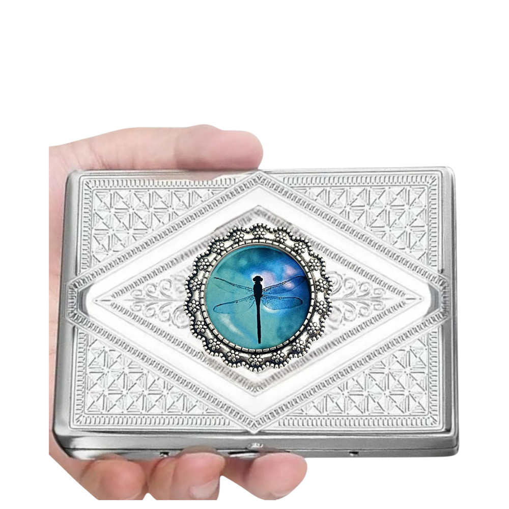 STAINLESS STEEL DRAGONFLY CIGARETTE CASE