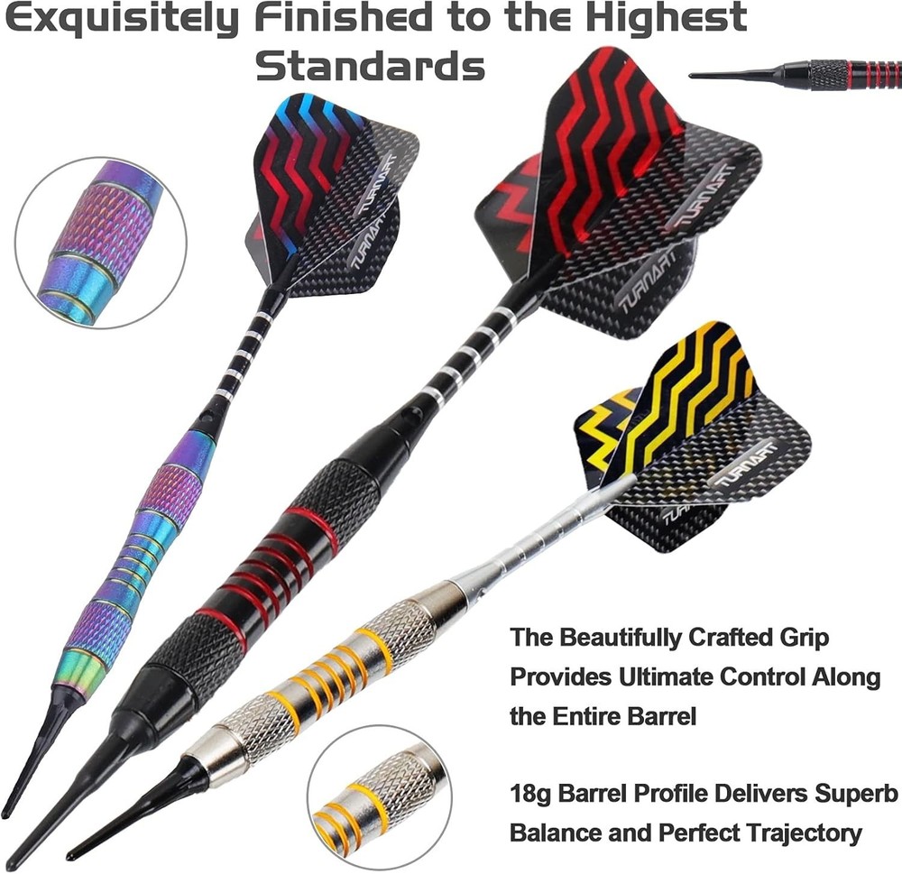 Complete Soft Tip Darts Set - 9 Pcs 18g with Accessories