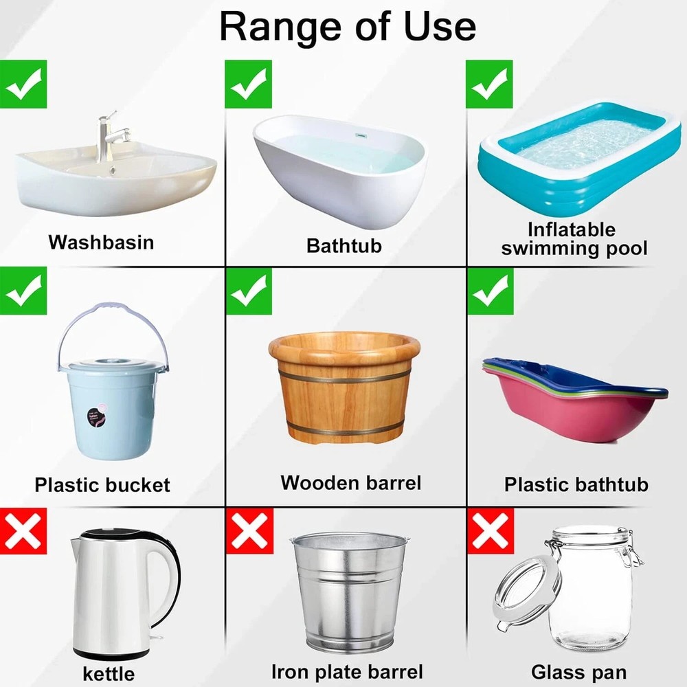 Immersion Water Heater, 2000W Portable Water Heater with LCD Thermostat, 304 Sta