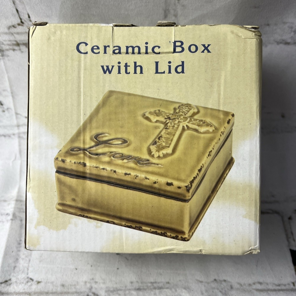 Cracker Barrel Exclusive Cross Ceramic Box With Lid