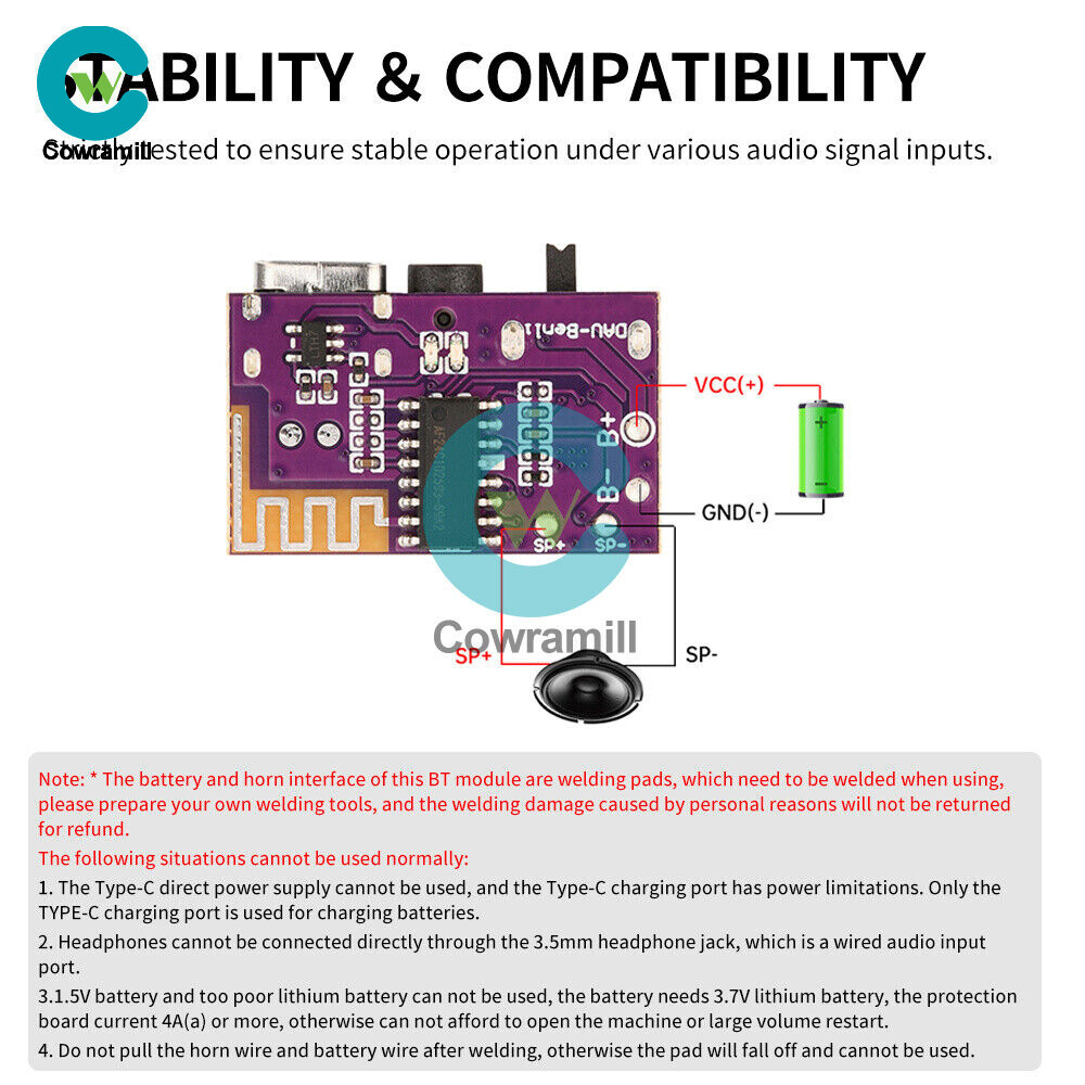 DC3.5V-5V 5W Mono Audio Amplifier Board MP3 TWS Bluetooth Decoding Board Module
