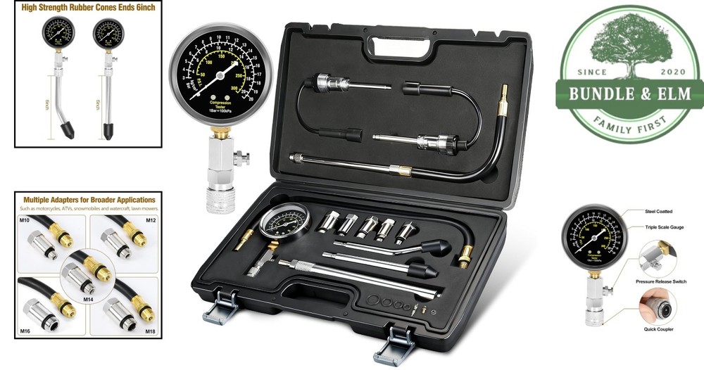 Portable Engine Compression Tester with Spark Plug Diagnostics for Fast Analysis