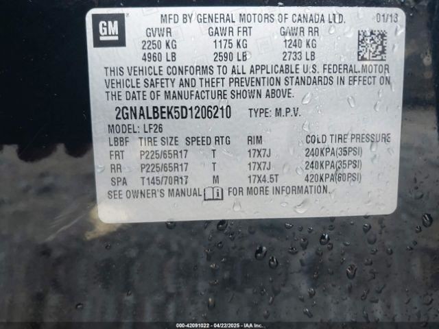 Driver Left Front Window Regulator Fits 12-17 EQUINOX 4719060