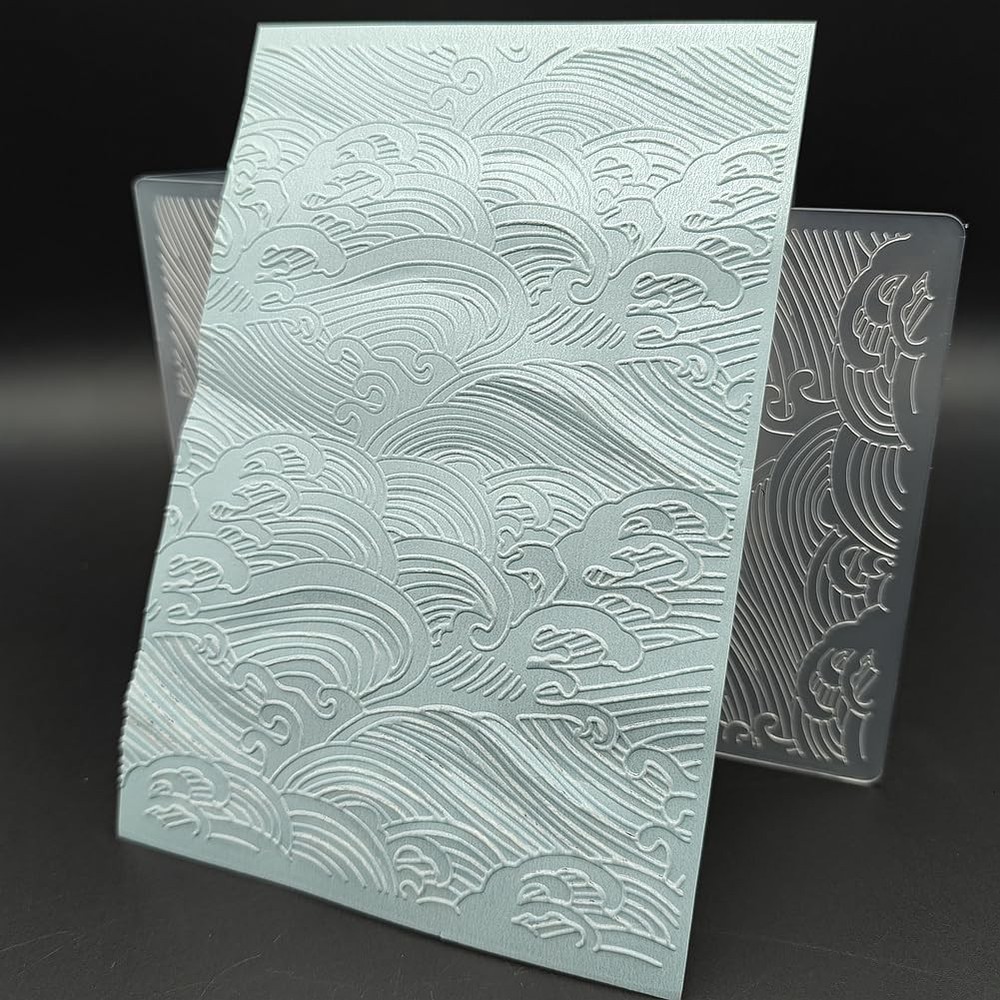 Plastic Embossing Folder A6 Size Sea Waving Pattern Paper Crafts Plastic Texture