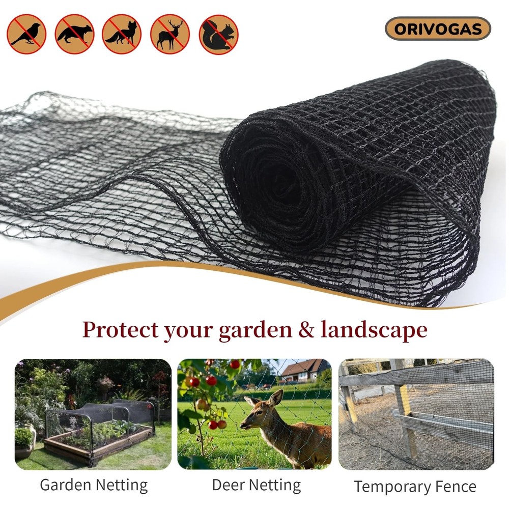 ORIVOGAS Deer Fence Netting,Plastic Mesh 6.5ft*50ft, Black