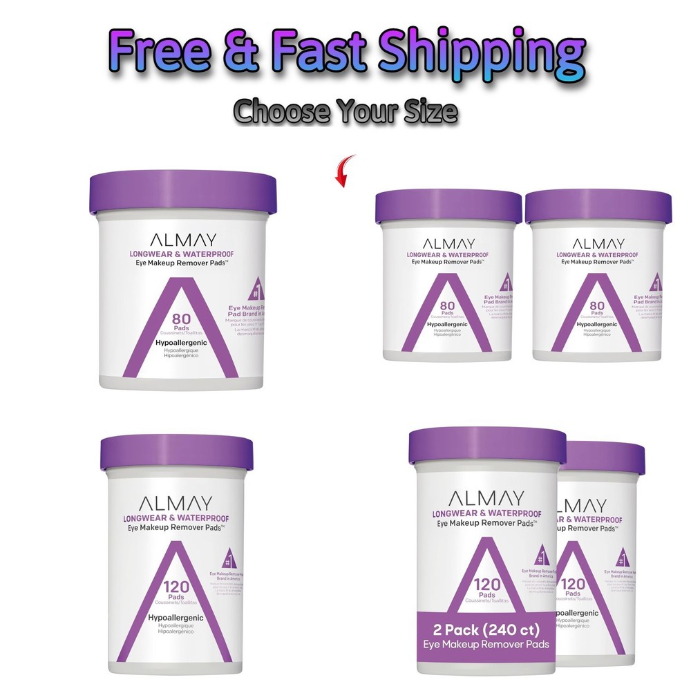 Almay Biodegradable Makeup Remover Pads, Longwear & Waterproof (Select Count)