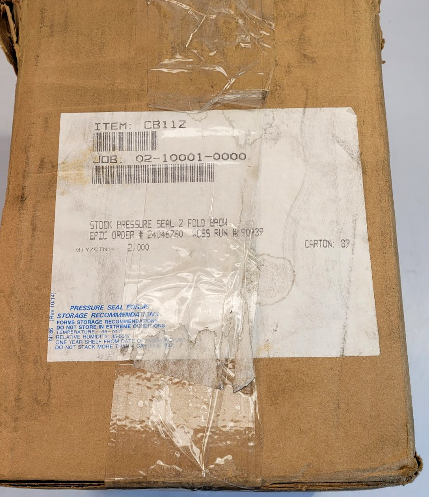lot 2000 Pressure Seal Checks, Middle Position, Security, EZ Fold