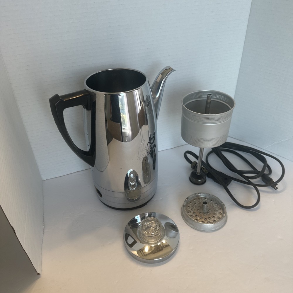 Sunbeam AP10A 10-Cup Automatic Percolator Complete /Chrome / Tested And Working